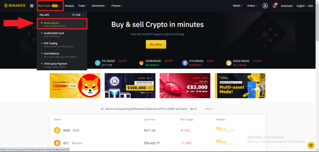 binance bitcoin vásárlás banki beutalás binance kriptovaluta kezdőknek