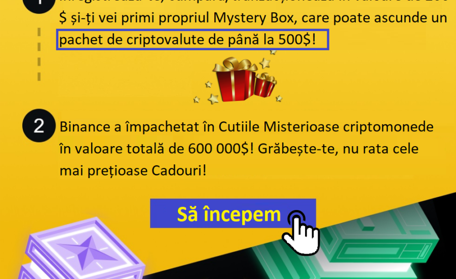 Binance Mystery Box - Iată cum poți obține un Pachet Cadou de Criptovalute, în valoare de până la 500$