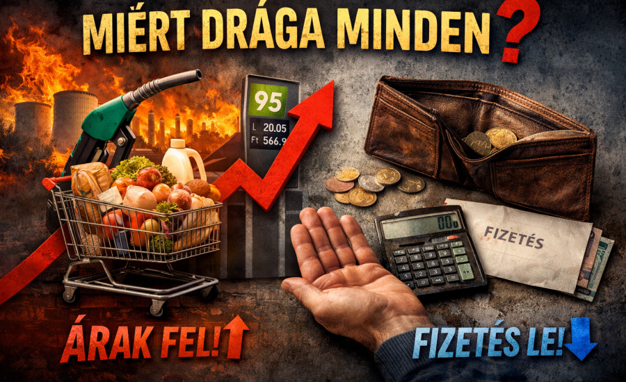 Miért drága minden – emelkedő árak és csökkenő fizetések illusztrációja