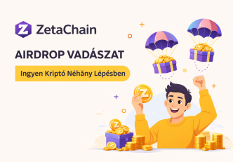 ZetaChain airdrop vadászat illusztráció ejtőernyővel érkező kriptó tokenekkel
