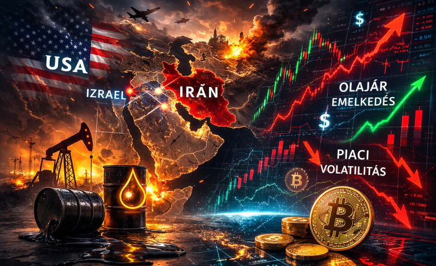 Irán elleni támadás hatása a világpiacokra – olajár emelkedés, tőzsdei esés és kriptovaluta volatilitás 2026-ban