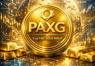 👉 PAXG digitális arany token aranyrudakkal és blockchain háttérrel