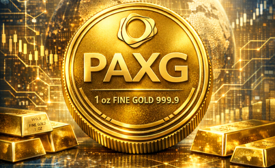 👉 PAXG digitális arany token aranyrudakkal és blockchain háttérrel