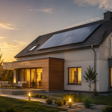 Energiahatékony családi ház napelemekkel és A energiaosztályú energetikai tanúsítvánnyal