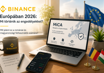 Binance Európa és a MiCA szabályozás – befektető elemzi a kriptovaluta piac jövőjét egy modern munkakörnyezetben.