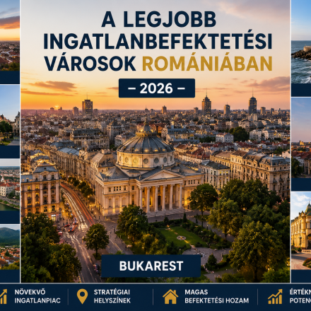 Érmihályfalva központja naplementében, gondozott virágágyásokkal, történelmi épületekkel és irányjelző táblákkal. A város rendezett, barátságos környezete jól szemlélteti a térség fejlődési és ingatlanbefektetési potenciálját.
