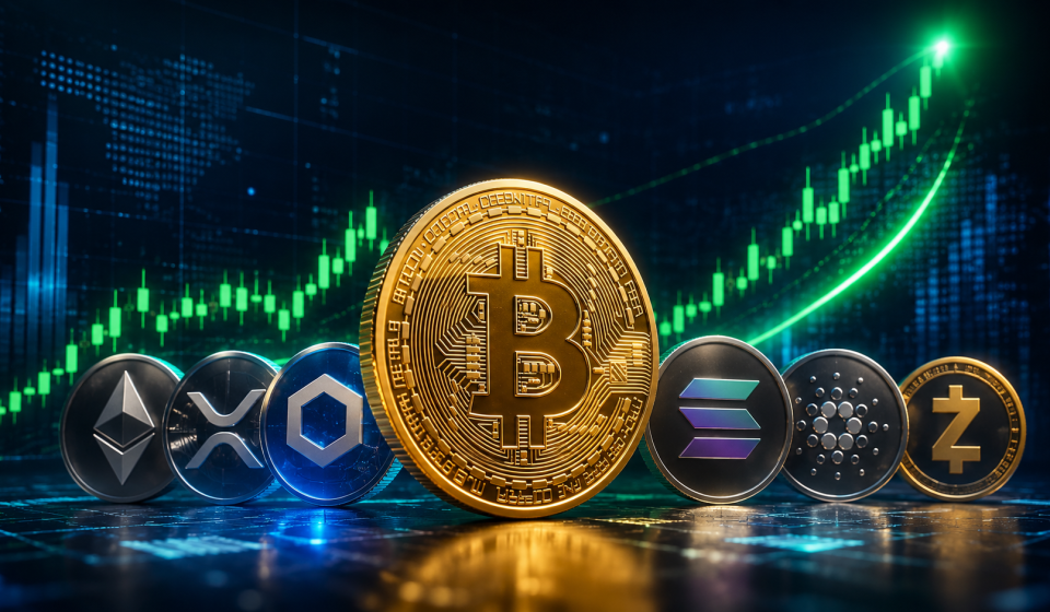 A kriptopiac emelkedése Bitcoinnal és vezető altcoinokkal